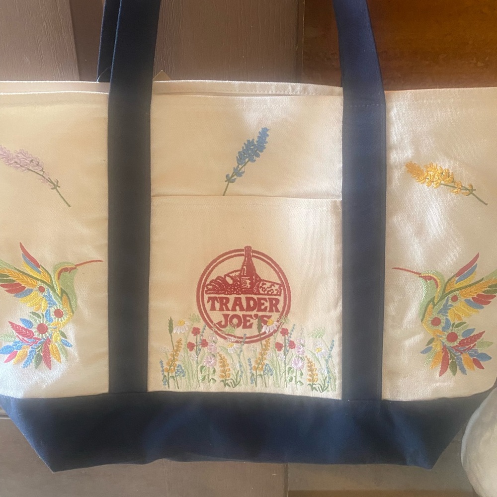 NWT Trader Joe’s canvas tote with embroidery - Picture 10 of 17